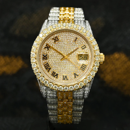 Fully Iced Out Rolex Jubilee Dual Tone Moissanite Diamond Watch