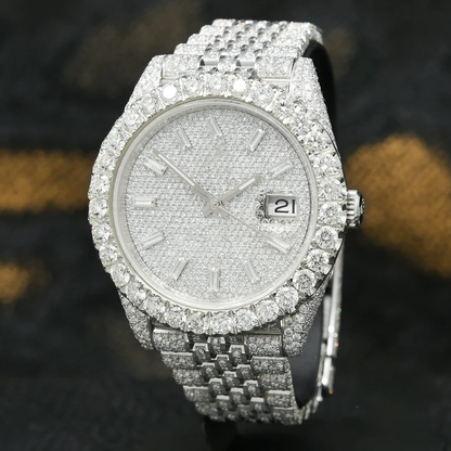 Fully Iced Out Rolex Jubilee White Moissanite Diamond Watch