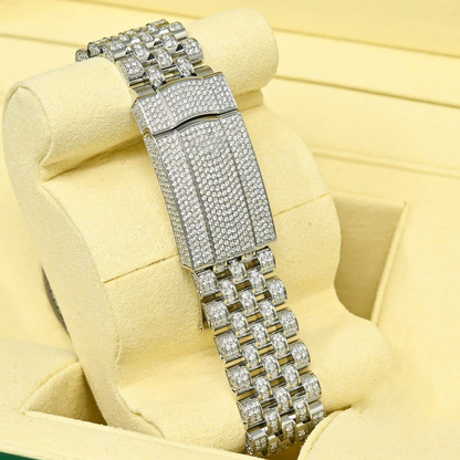 Fully Iced Out Rolex Jubilee White Moissanite Diamond Watch