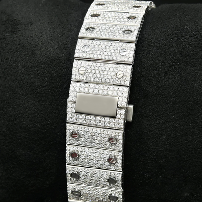Iced Out Cartier Santos Moissanite Diamond Watch