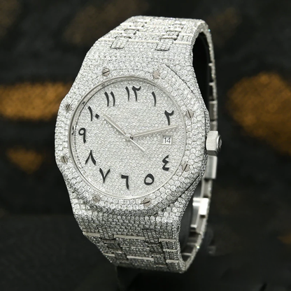 Arabic Numeral AP Full Iced Out Moissanite Diamond Watch
