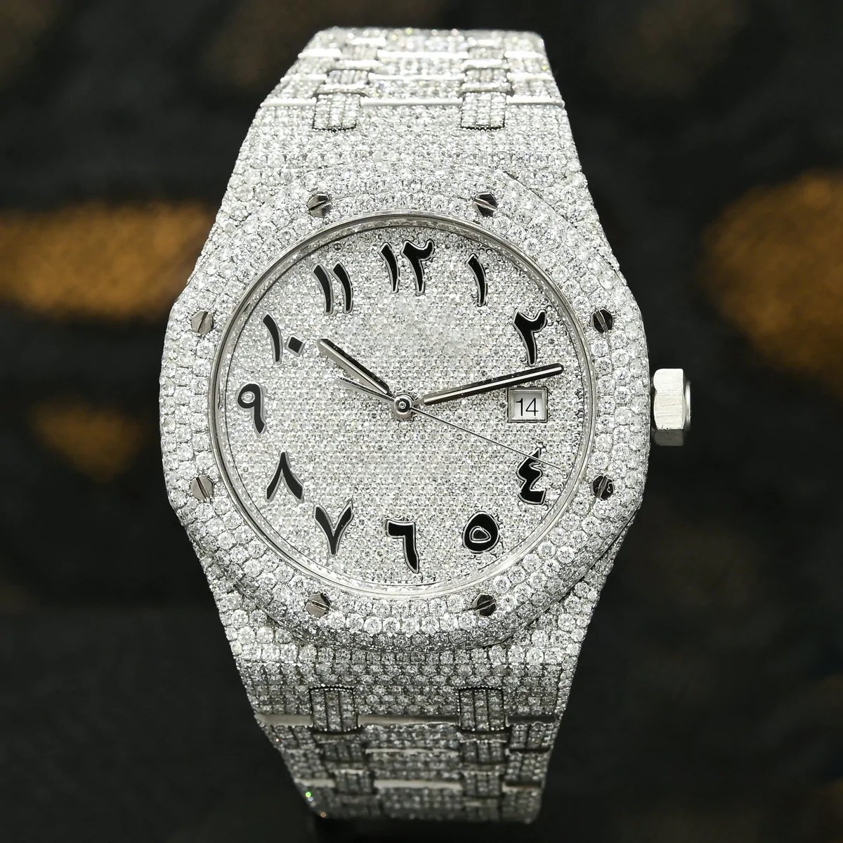 Arabic Numeral AP Full Iced Out Moissanite Diamond Watch