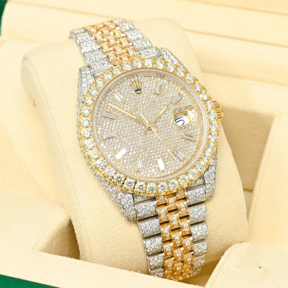 Fully Iced Out Rolex Jubilee Moissanite Diamond Watch
