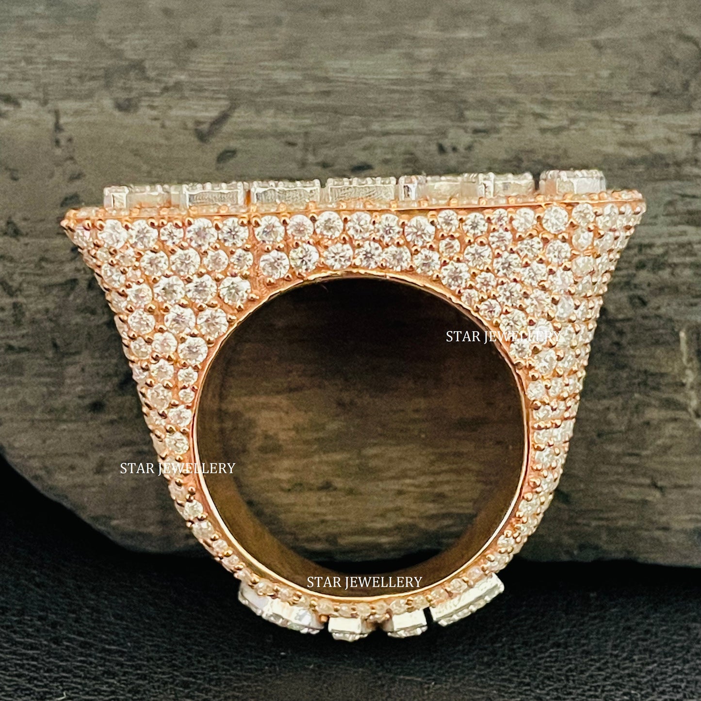 VVS Moissanite Custom Letter Ring: Iced Out Sterling Silver Initial Ring
