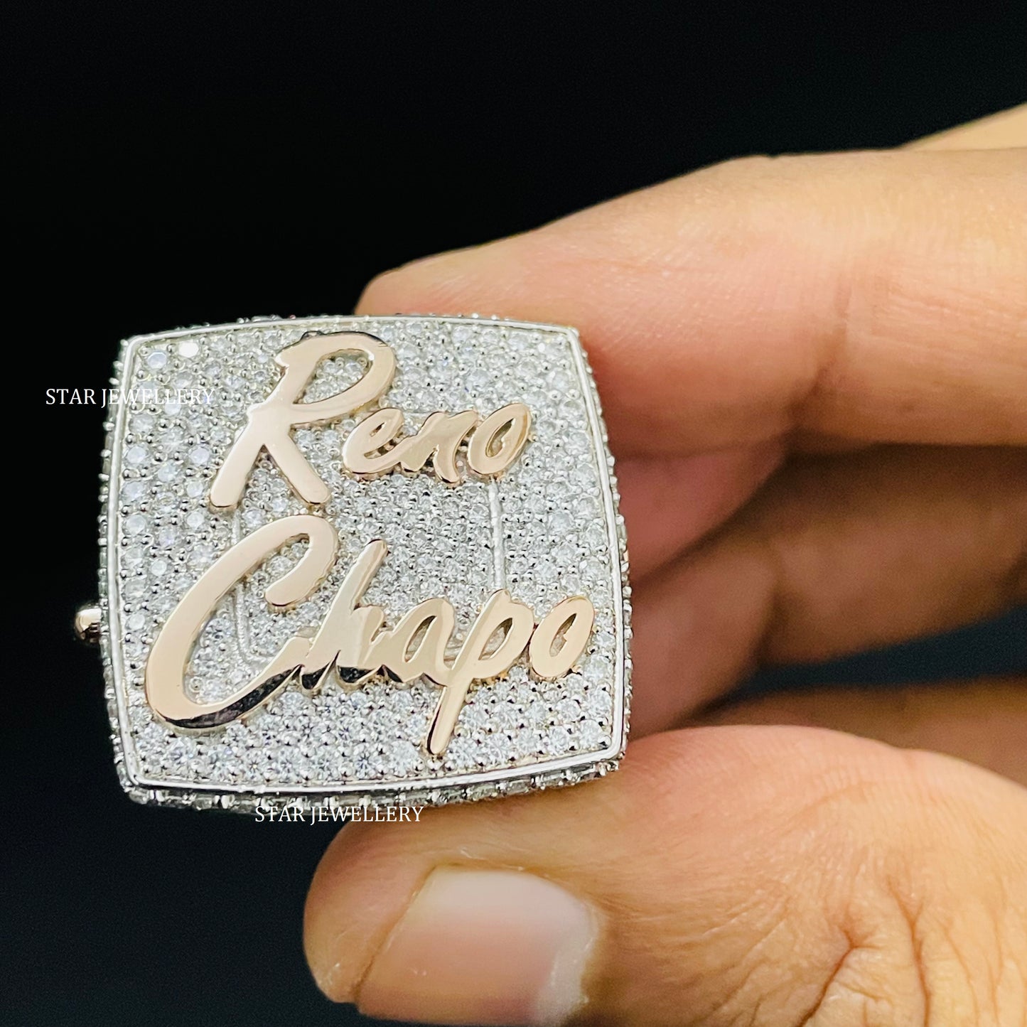VVS Moissanite Championship Ring: 925 Sterling Silver, 10K Gold Plated