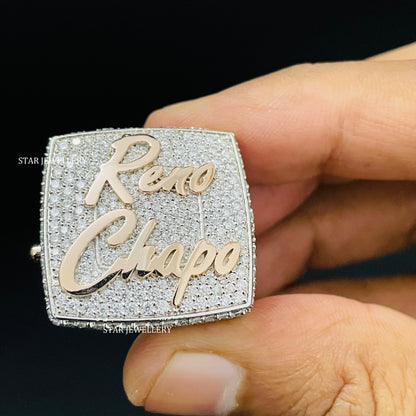 VVS Moissanite Championship Ring: 925 Sterling Silver, 10K Gold Plated