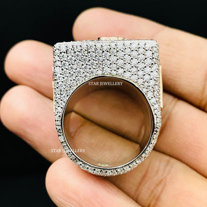 VVS Moissanite Championship Ring: 925 Sterling Silver, 10K Gold Plated
