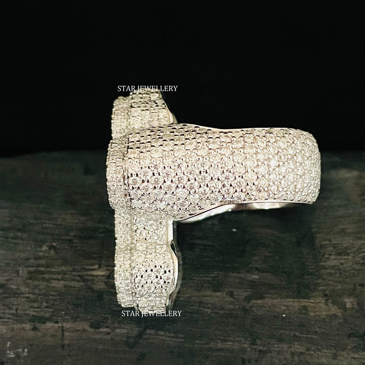 VVS Moissanite Cross Ring: Baguette Iced Out 925 Sterling Silver