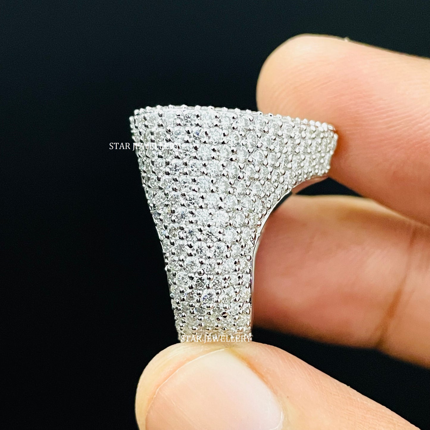 Baguette Moissanite Heart Ring: Unisex Iced 925 Sterling Silver