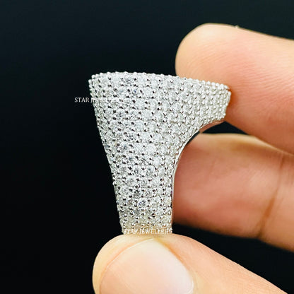 Baguette Moissanite Heart Ring: Unisex Iced 925 Sterling Silver