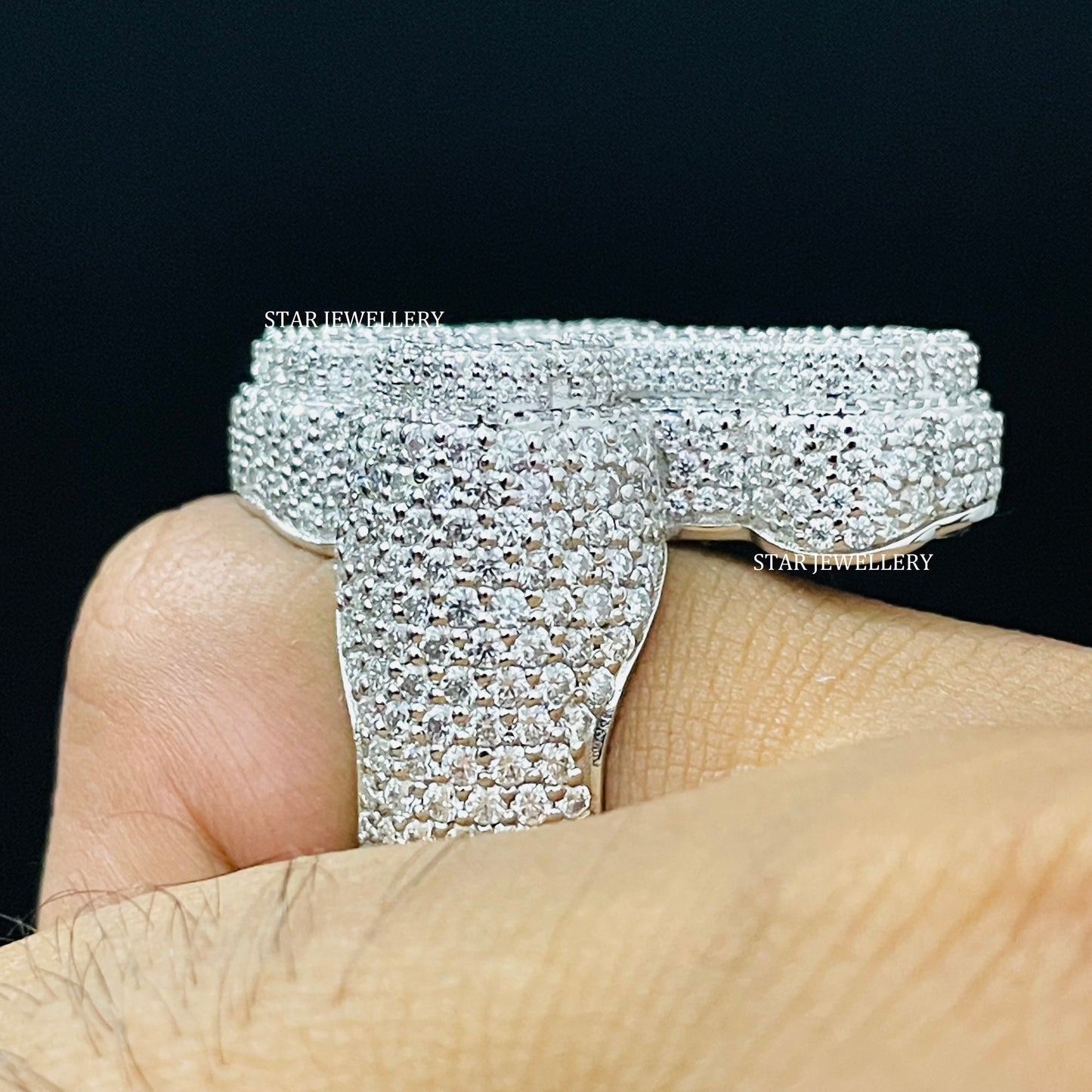 VVS Moissanite Cross Ring: Baguette Iced Out 925 Sterling Silver