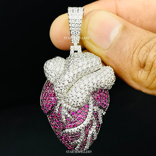 Silver Moissanite Heart Pendant