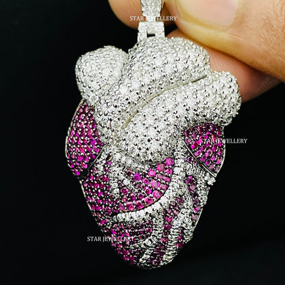 Silver Moissanite Heart Pendant