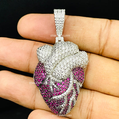 Silver Moissanite Heart Pendant