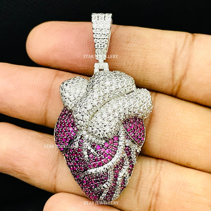 Silver Moissanite Heart Pendant