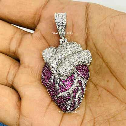 Silver Moissanite Heart Pendant