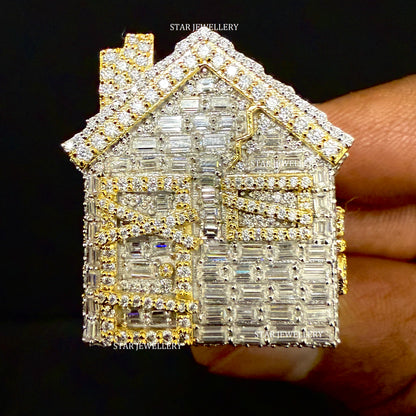 VVS Moissanite Trap House Ring: 925 Sterling Silver, 10K Gold Plated