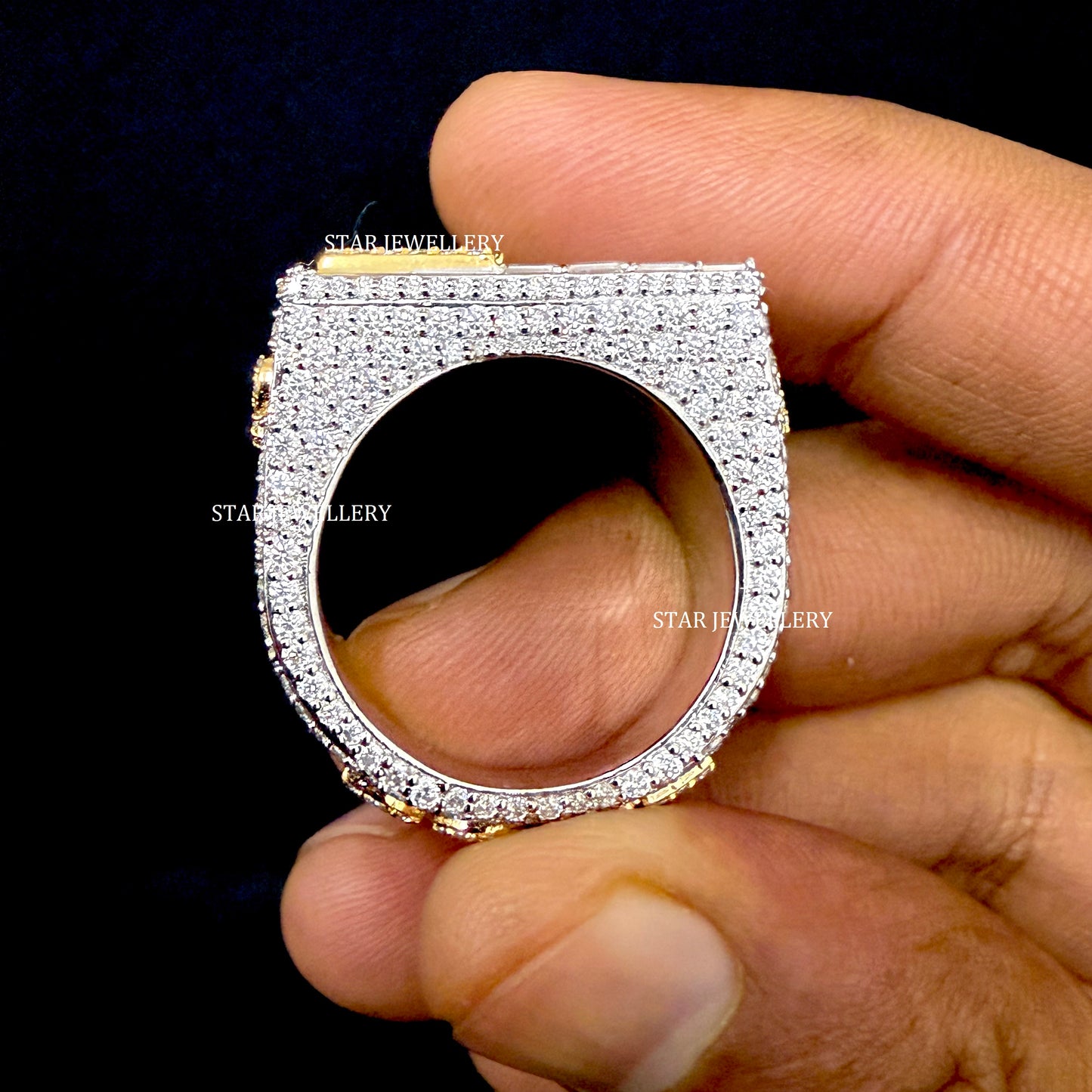 VVS Moissanite Trap House Ring: 925 Sterling Silver, 10K Gold Plated