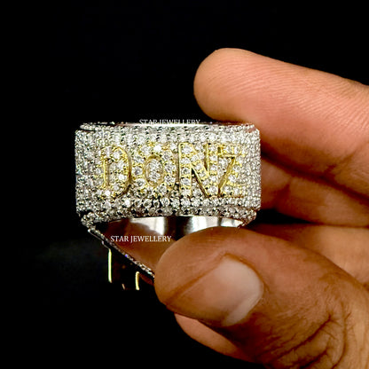VVS Moissanite Trap House Ring: 925 Sterling Silver, 10K Gold Plated