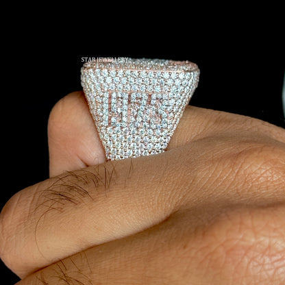 VVS Moissanite Championship Ring: 925 Sterling Silver