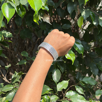 925 Sterling Silver Brilliant Round Cut VVS Moissanite 19 MM Unisex Bracelet