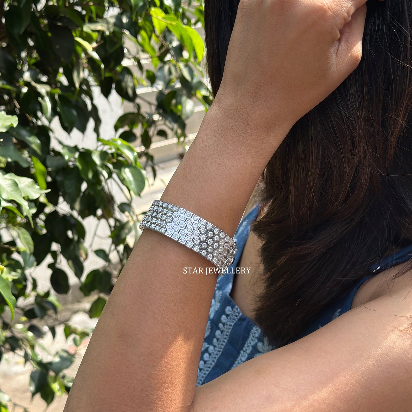 925 Sterling Silver Brilliant Round Cut VVS Moissanite 19 MM Unisex Bracelet