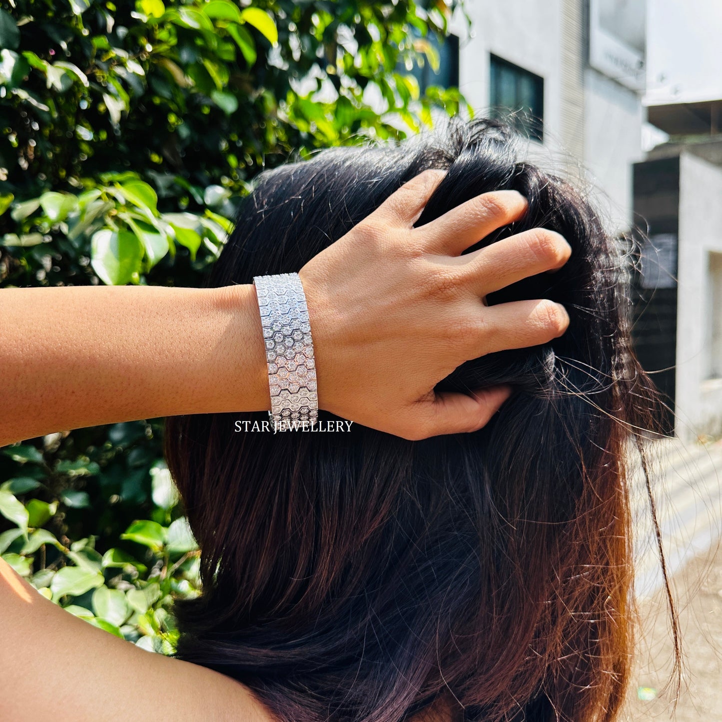 925 Sterling Silver Brilliant Round Cut VVS Moissanite 19 MM Unisex Bracelet