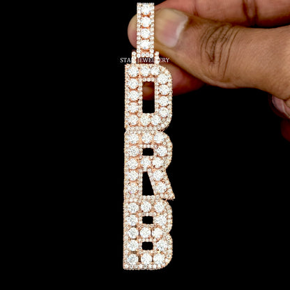 VVS Moissanite Icedout Vertical Letter Pendant