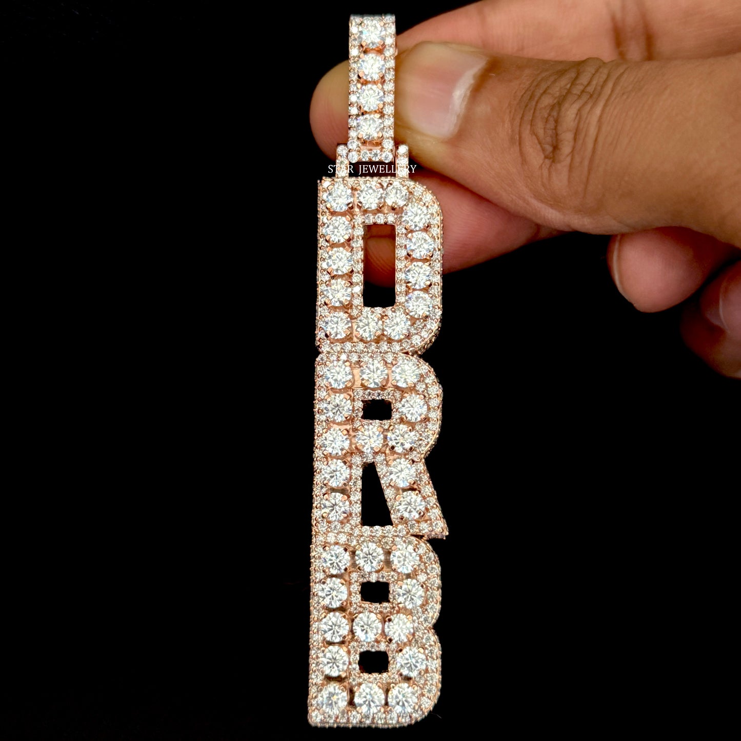 VVS Moissanite Icedout Vertical Letter Pendant