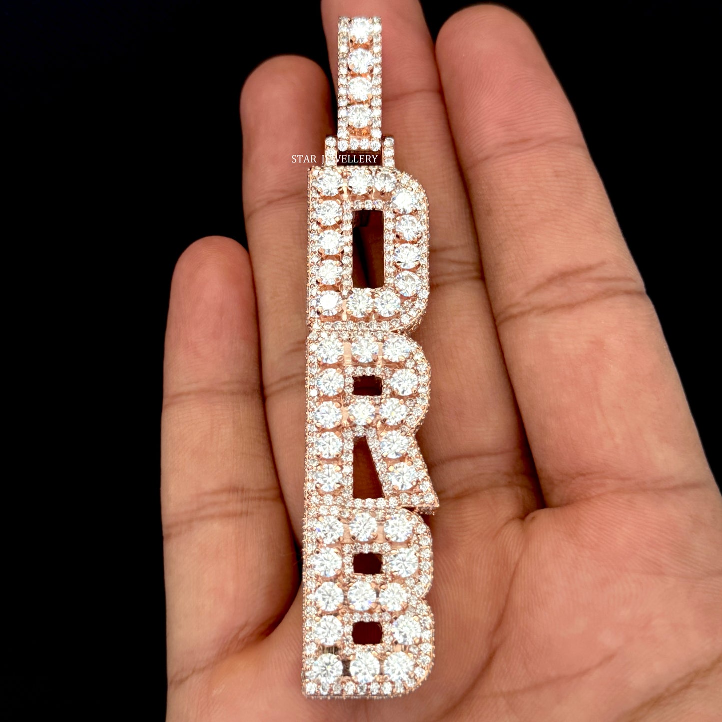VVS Moissanite Icedout Vertical Letter Pendant