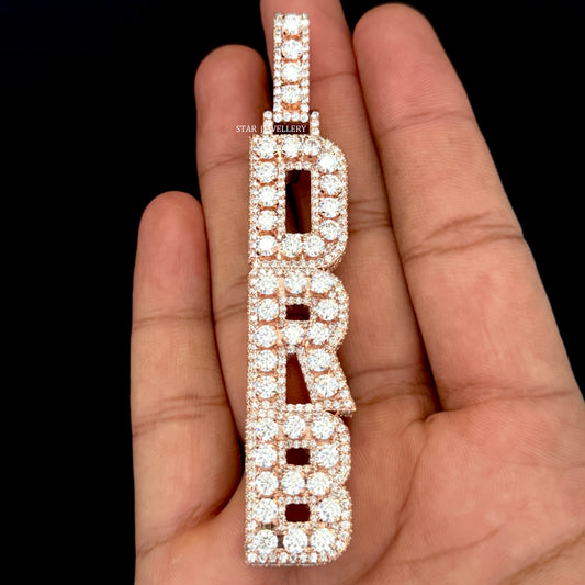 VVS Moissanite Icedout Vertical Letter Pendant