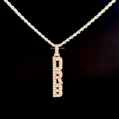 VVS Moissanite Icedout Vertical Letter Pendant
