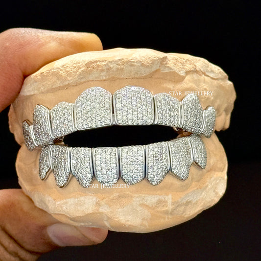 VVS Moissanite 925 Sterling Silver Premium Cut Diamond Grillz