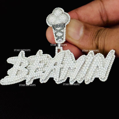 VVS Moissanite Pendant with Custom Ice Cream Bail