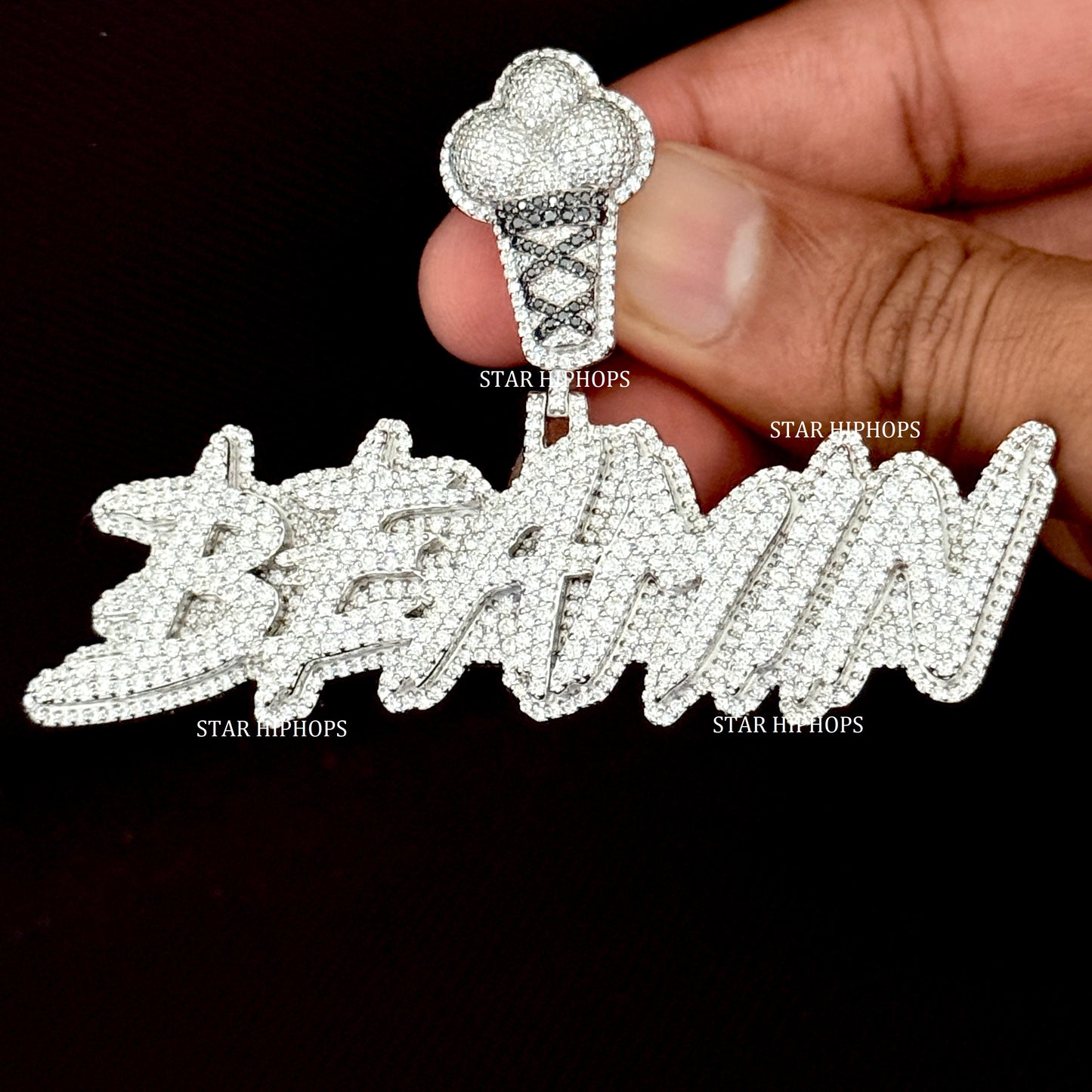 VVS Moissanite Pendant with Custom Ice Cream Bail