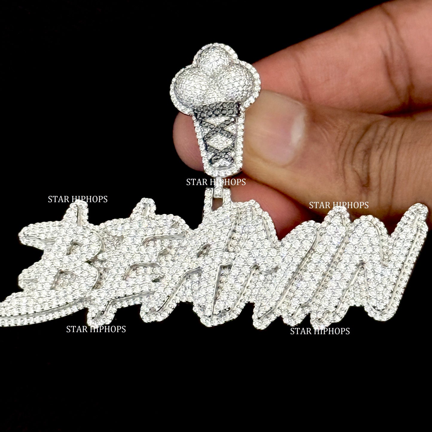 VVS Moissanite Pendant with Custom Ice Cream Bail
