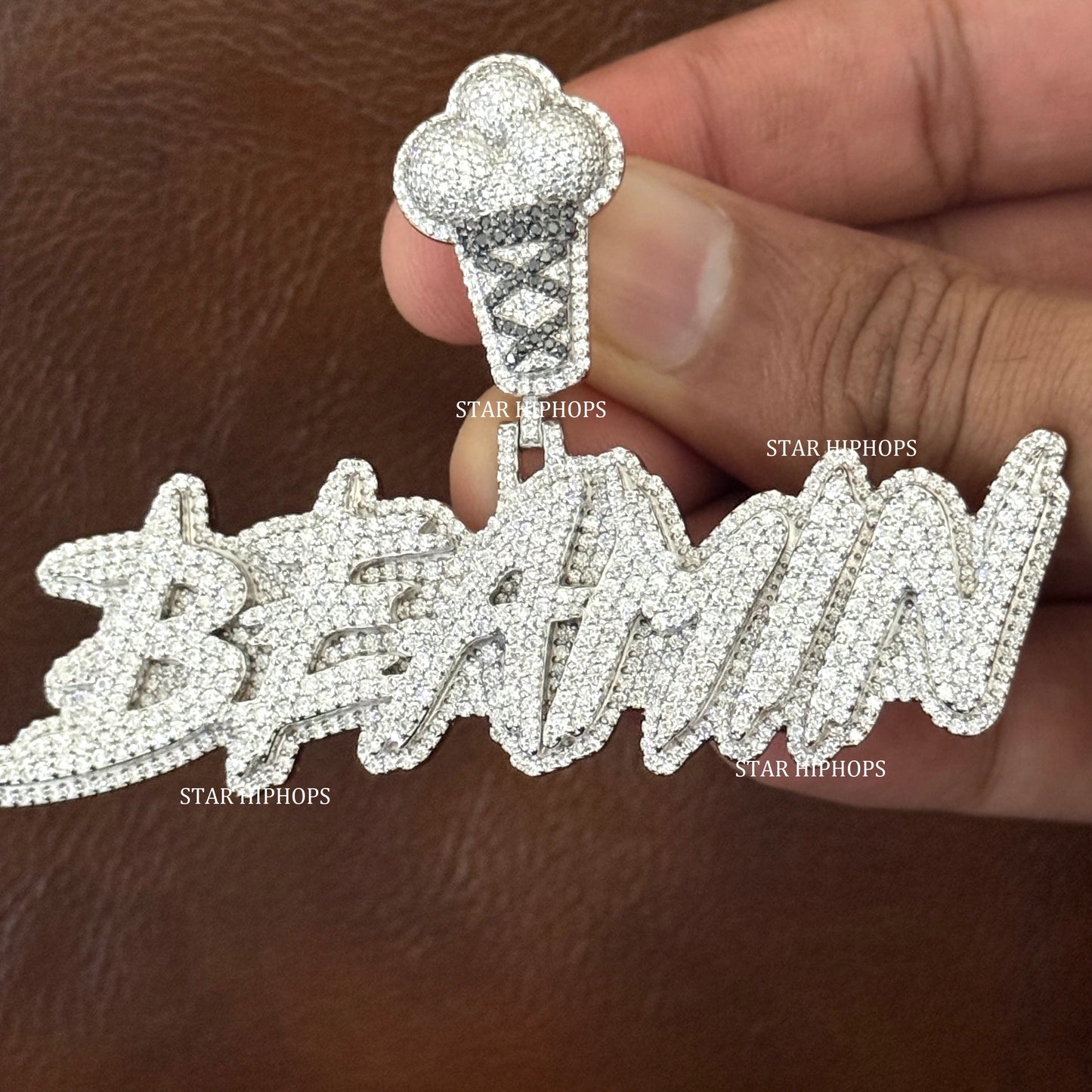 VVS Moissanite Pendant with Custom Ice Cream Bail