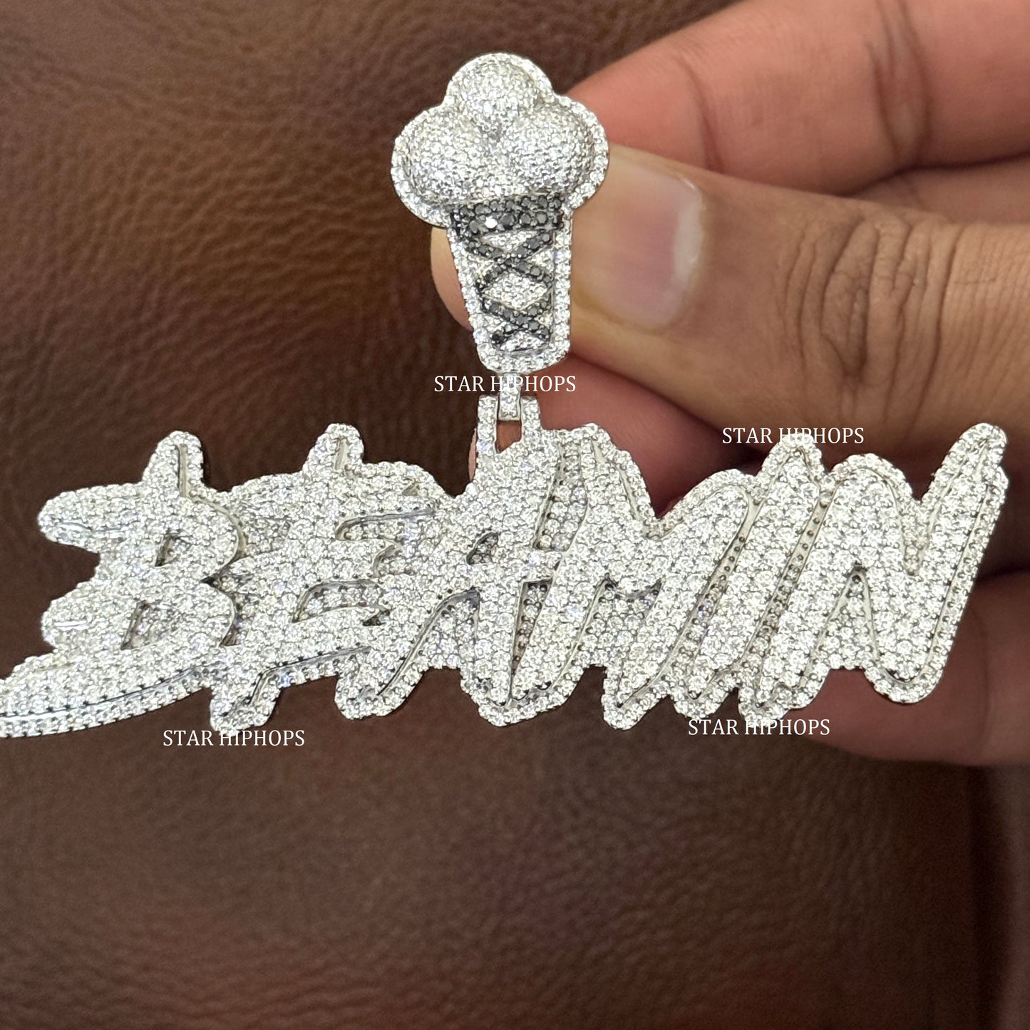VVS Moissanite Pendant with Custom Ice Cream Bail