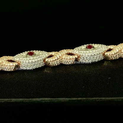 Moissanite Evil Eye Infinity Bracelet: Sterling Silver Unisex Design