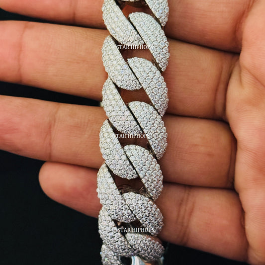 VVS Moissanite Cuban Link Chain: 925 Sterling Silver, 22 MM Wide