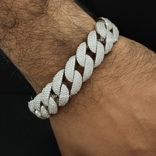 VVS Moissanite Cuban Link Chain: 925 Sterling Silver, 22 MM Wide