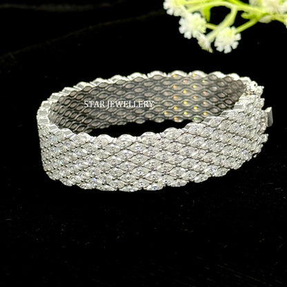 925 Sterling Silver Brilliant Marquise Cut VVS Moissanite 18 MM Unisex Bracelet