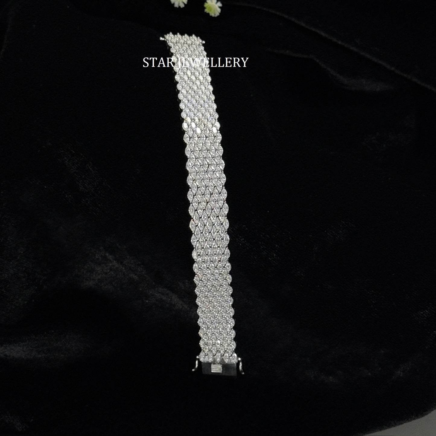 925 Sterling Silver Brilliant Marquise Cut VVS Moissanite 18 MM Unisex Bracelet