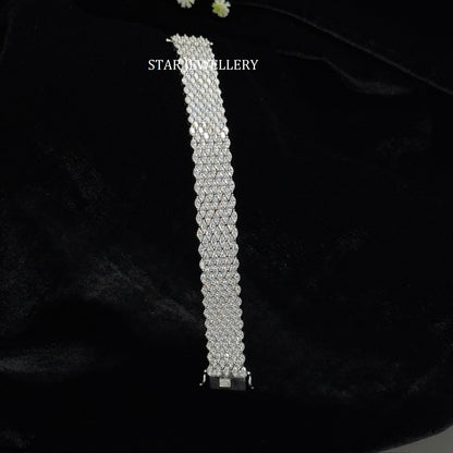 925 Sterling Silver Brilliant Marquise Cut VVS Moissanite 18 MM Unisex Bracelet