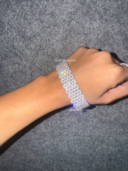 925 Sterling Silver Brilliant Marquise Cut VVS Moissanite 18 MM Unisex Bracelet