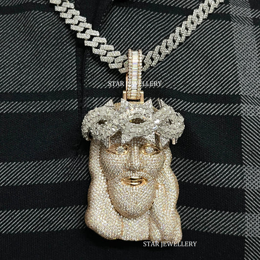 VVS Moissanite Diamond Jesus Pendant