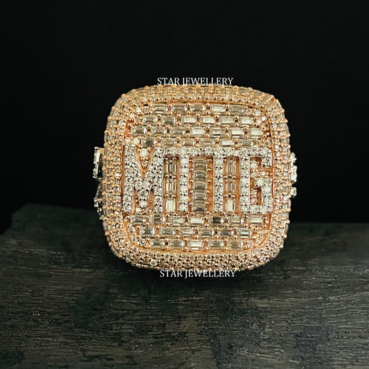 VVS Moissanite Championship Ring: 925 Sterling Silver, 10K Gold Plated