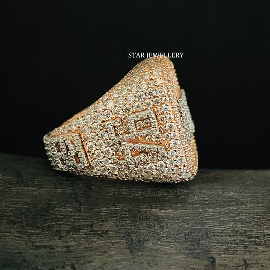 VVS Moissanite Championship Ring: 925 Sterling Silver, 10K Gold Plated