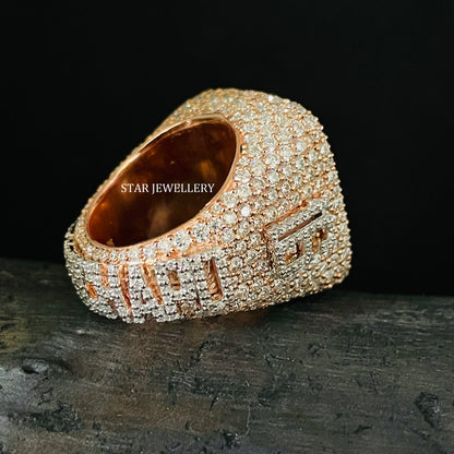 VVS Moissanite Championship Ring: 925 Sterling Silver, 10K Gold Plated
