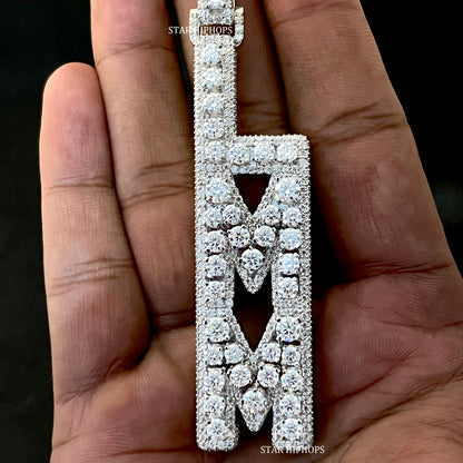 VVS Moissanite Icedout Vertical Letter Pendant